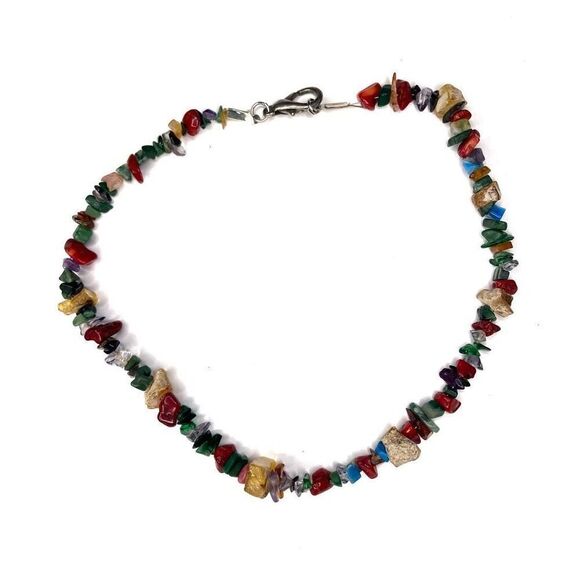 Chip Stone Necklace Multicolor Gemstone 7-8” - Picture 3 of 4